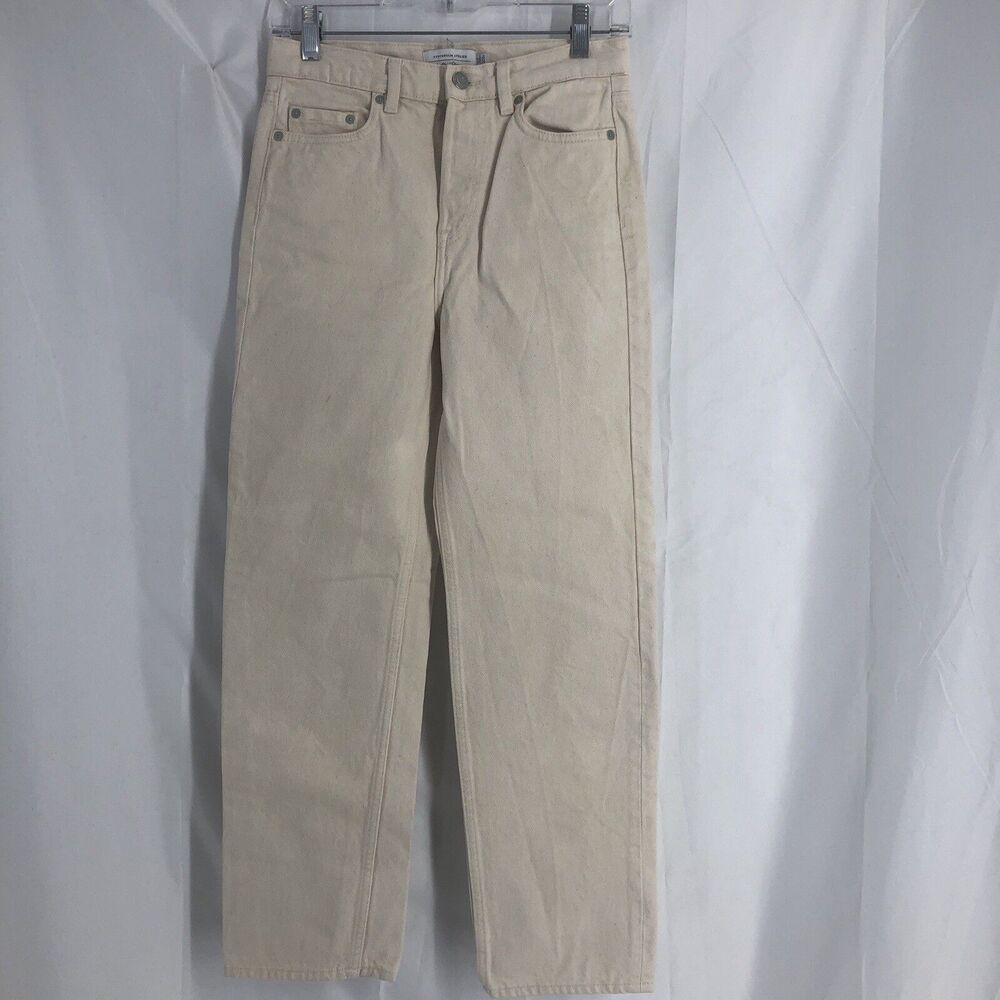 Stockholm Atelier Jeans Women 25 Cream Denim High Rise Button Fly Slim Organic
